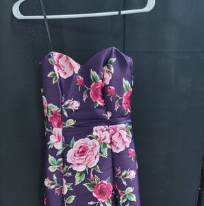 Darling Floral Prom Dress - Purple and Pink